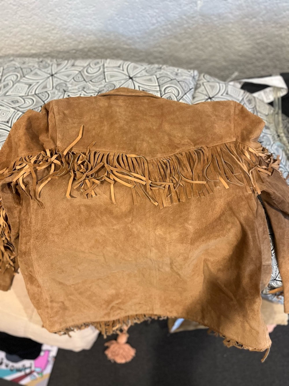 Vintage Genuine Leather Fringe Jacket in Tan - Picture 5 of 11
